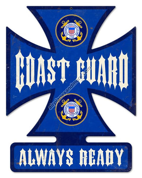 "Coast Guard" Iron Cross Metal Sign